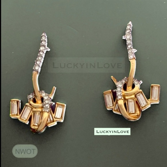 Alexis Bittar New Gold Jagged Starlight Marquis Serpentine Crystal Earrings - Picture 2 of 16